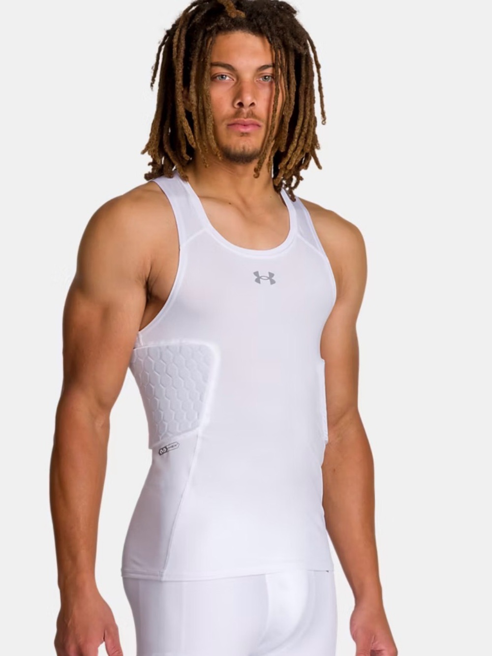 Under Armour HeatGear Hex Compression Padded Tank Top White XL Activewear